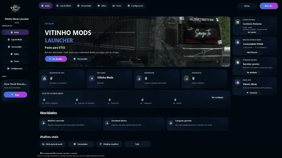 Área do Brasil Paradise no Vitinho Mods Launcher
