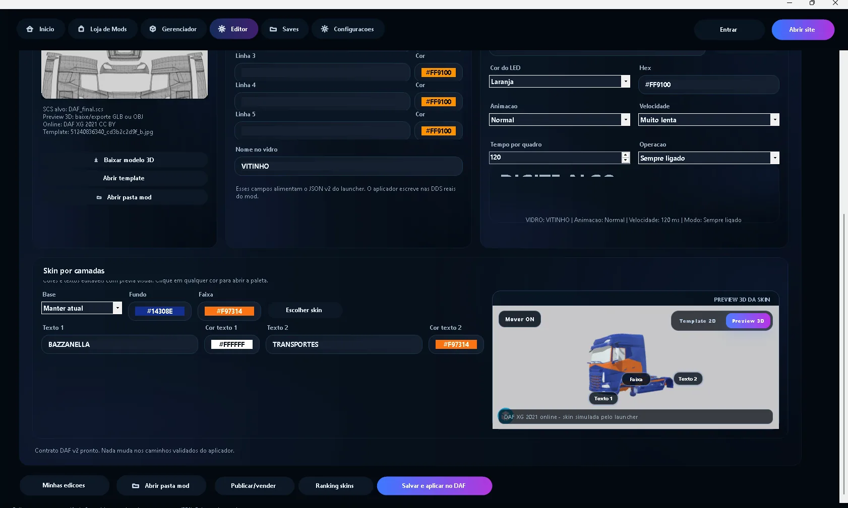 Preview do editor 3D do launcher